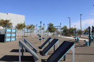 Outdoor fitness equipment at Lantana Ranch Park