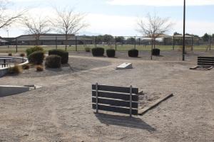Horseshoe pit and cornhole area at Meadowbrook Park