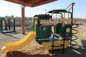Bulldozer play structure at Paseo Vista Recreation Area