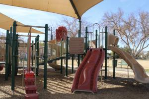 Play structure with slide and climbing features at Pinelake Park
