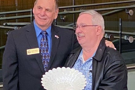 Ted Receives His Recognition from Mayor Hartke