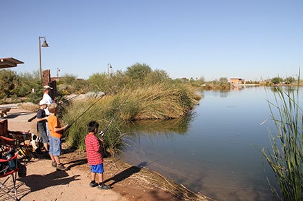 The lake at Veterans Oasis Park is a site for reclaimed water groundwater recharge. The lake at Veterans Oasis Park is a site for reclaimed water groundwater recharge.